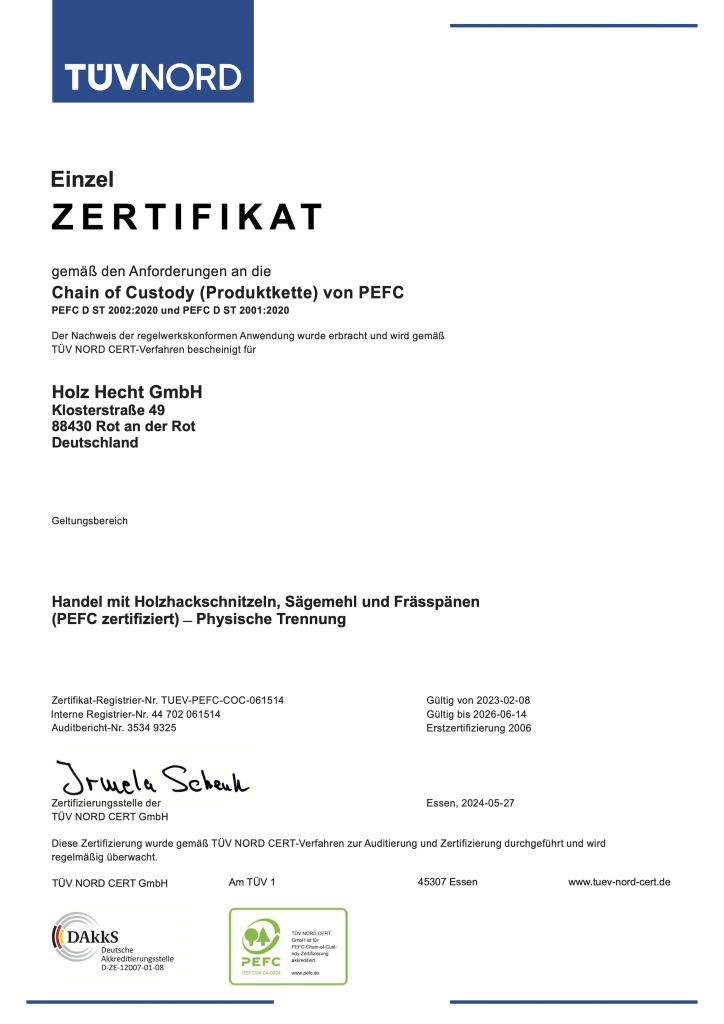 Chain of Custody (Produktkette) von PEFC